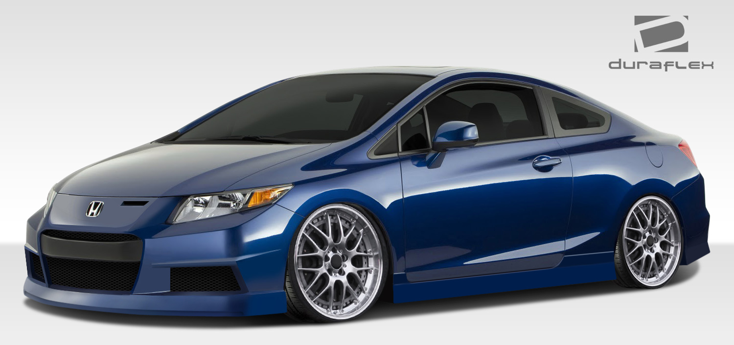 2012-2013 Honda Civic 2DR Duraflex Bisimoto Edition Body Kit - 4 Piece - Includes Bisimoto Edition Front Bumper Cover (108096) Bisimoto Edition Side Skirts Rocker Panels (108097) Bisimoto Edition Rear Bumper Cover (108098)