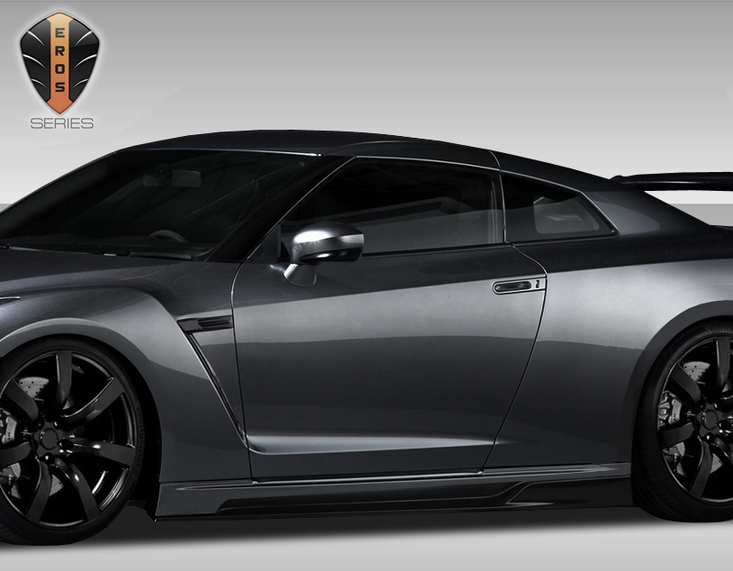 2016 Nissan GTR ALL - Fiberglass+ Sideskirts Bodykit - Nissan GT-R R35 Eros Version 1 Side Skirts Rocker Panels - 2 Piece