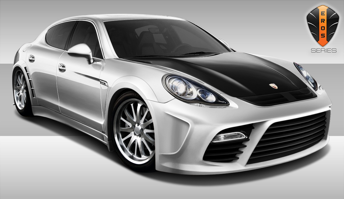 2010-2013 Porsche Panamera Eros Version 4 Wide Body Kit - 10 Piece - Includes Eros Version 4 Wide Body Front Bumper Cover (108288) Eros Version 4 Wide Body Side Skirts Rocker Panels (108289) Eros Version 4 Wide Body Rear Bumper Cover (108290) Eros Version