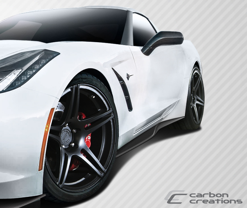 2016 Chevrolet Corvette ALL - Carbon Fiber Fibre Sideskirts Bodykit - Chevrolet Corvette C7 Carbon Creations Thunderbolt Side Splitters - 2 Piece