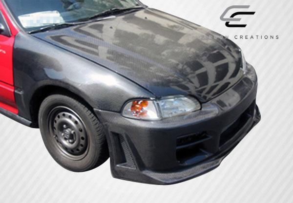 1992-1995 Honda Civic Carbon Creations OEM Look Carbon Fiber Hood - Image 6