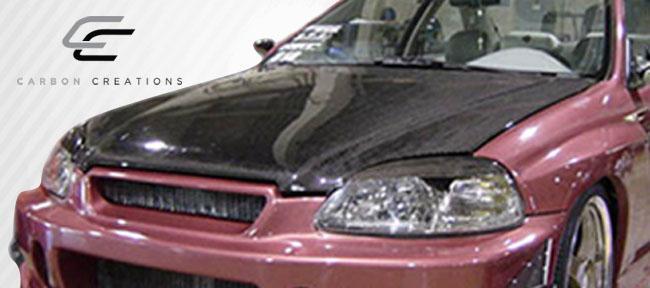 1996-1998 Honda Civic Carbon Creations OEM Look Carbon Fiber Hood - Image 5