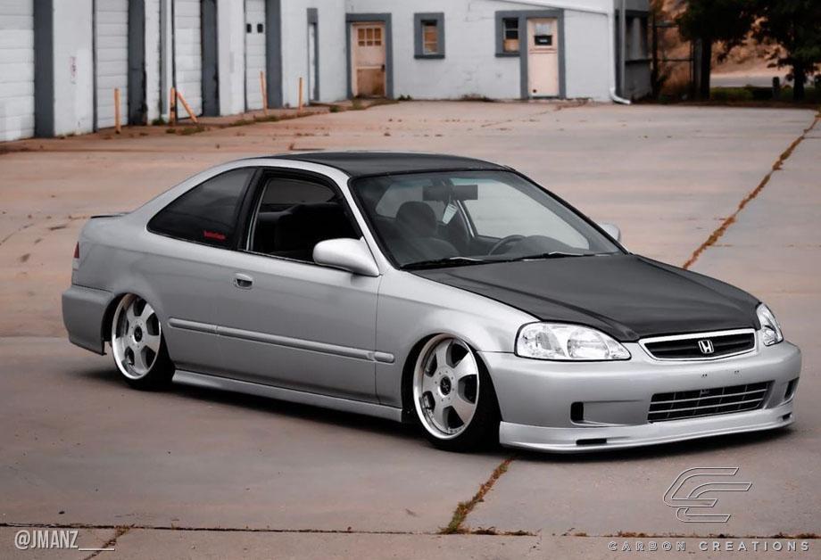 1999-2000 Honda Civic Carbon Creations OEM Look Carbon Fiber Hood - Image 3