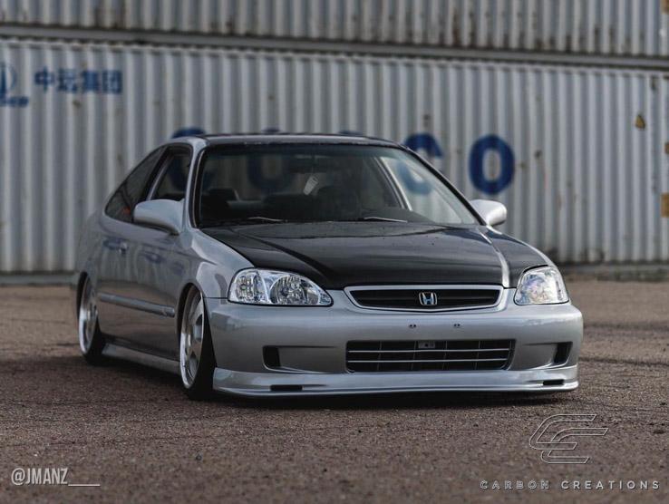 1999-2000 Honda Civic Carbon Creations OEM Look Carbon Fiber Hood - Image 4