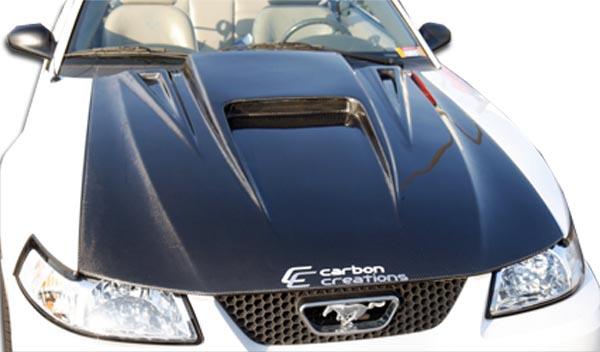 1999-2004 Ford Mustang Carbon Creations Spyder 3 Carbon Fiber Hood - Image 1