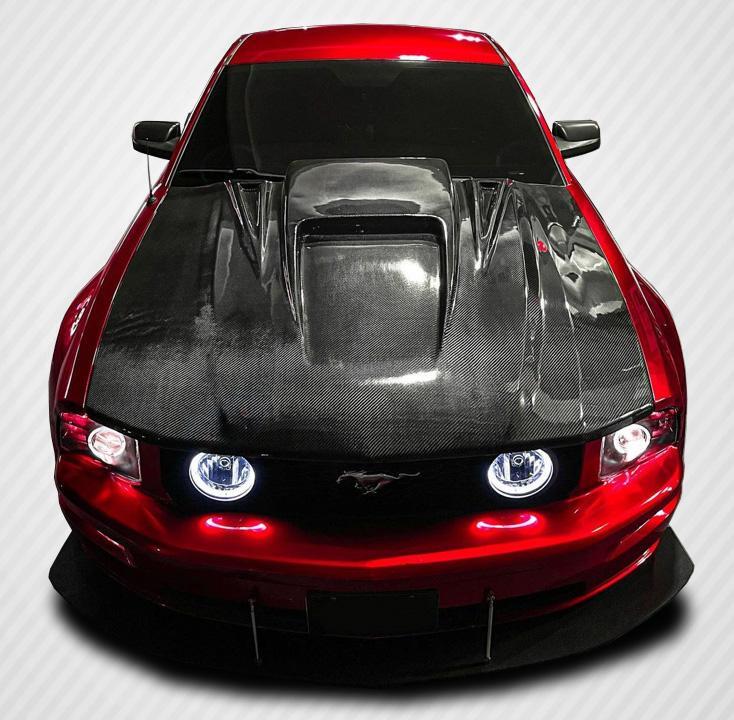 2005-2009 Ford Mustang Carbon Creations Spyder 3 Carbon Fiber Hood - Image 1
