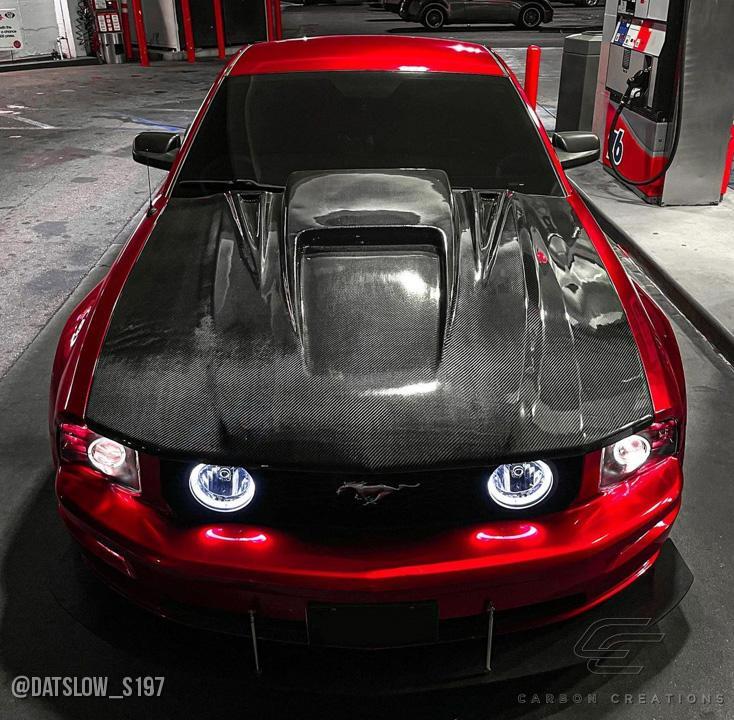 2005-2009 Ford Mustang Carbon Creations Spyder 3 Carbon Fiber Hood - Image 2