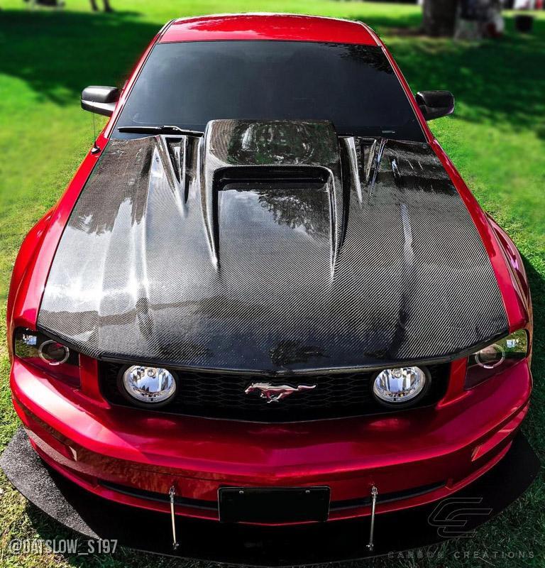 2005-2009 Ford Mustang Carbon Creations Spyder 3 Carbon Fiber Hood - Image 3