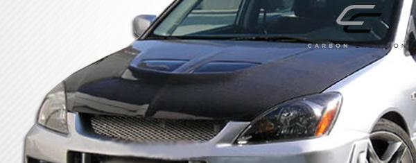 2004-2007 Mitsubishi Lancer Carbon Creations Evo Carbon Fiber Hood - Image 5