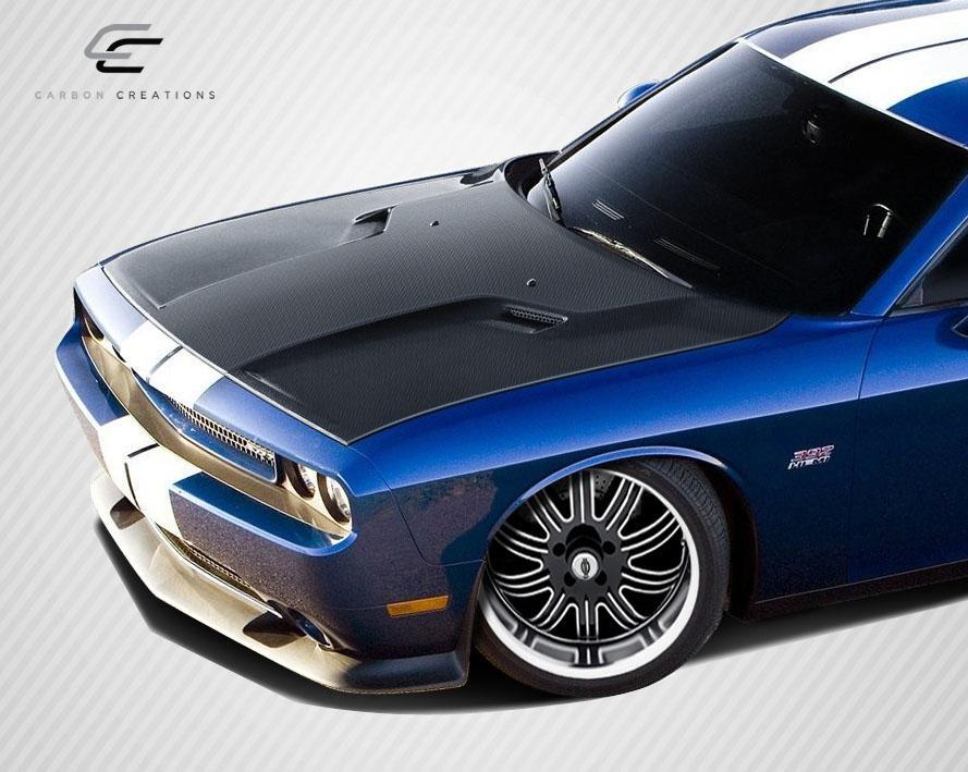 2008-2023 Dodge Challenger Carbon Creations SRT Look Carbon Fiber Hood - Image 2