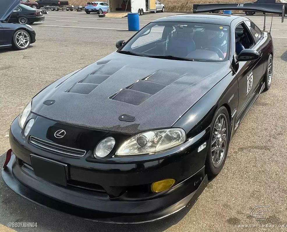 1992-2000 Lexus SC Carbon Creations TS-1 Carbon Fiber Hood - Image 2
