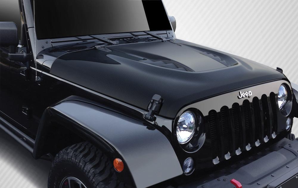 2007-2018 Jeep Wrangler Carbon Creations Power Dome Carbon Fiber Hood - Image 1