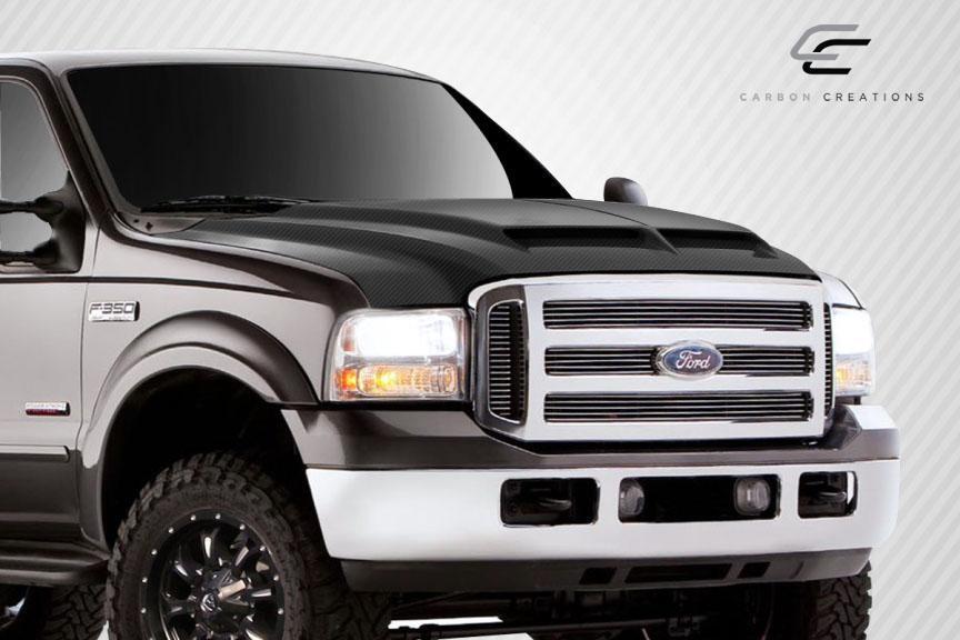 1999-2007 Ford Super Duty Carbon Creations CVX Carbon Fiber Hood - Image 2
