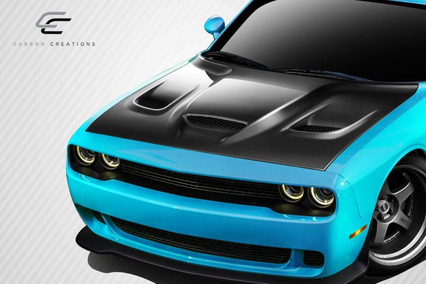 2008-2023 Dodge Challenger Carbon Creations Hellcat Carbon Fiber Hood - Image 2