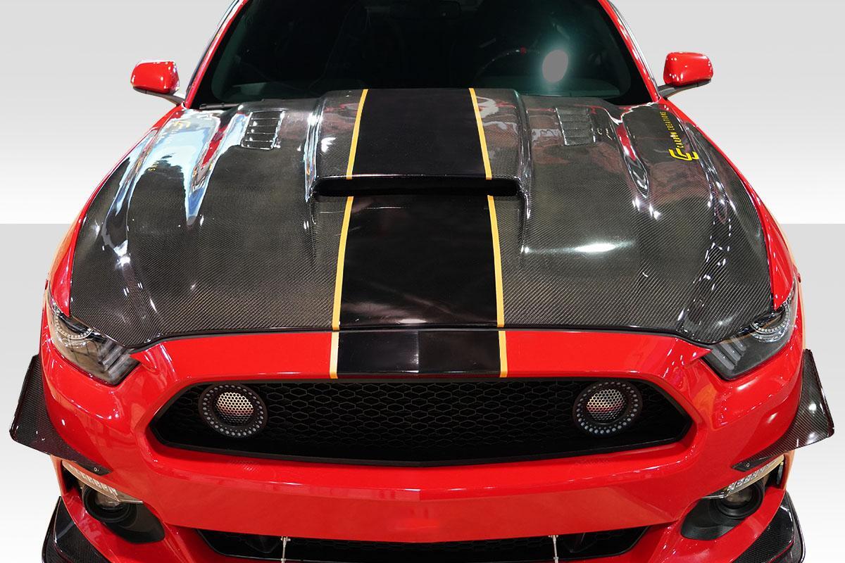 2015-2017 Ford Mustang Carbon Creations CVX Carbon Fiber Hood - Image 1