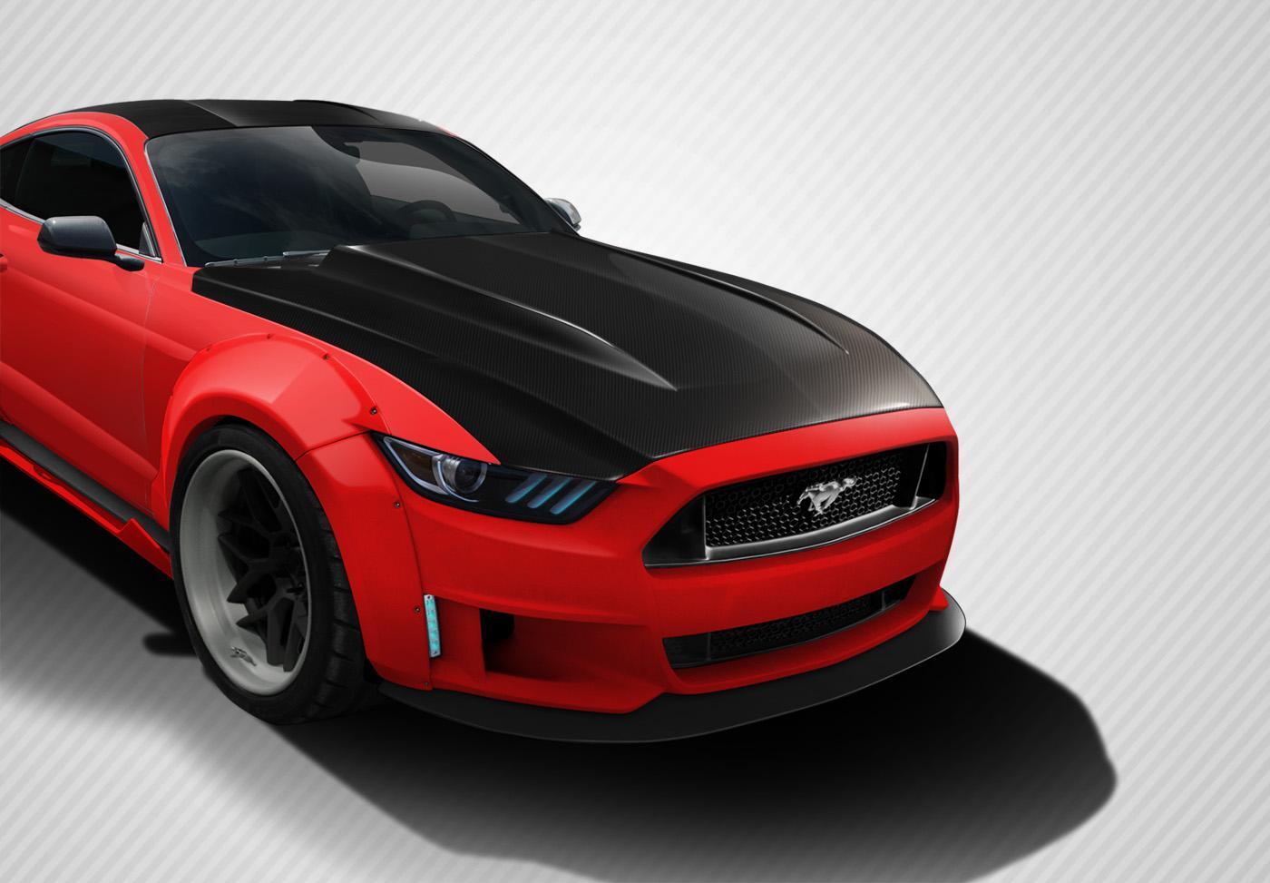 2015-2017 Ford Mustang Carbon Creations Cowl Carbon Fiber Hood - Image 1