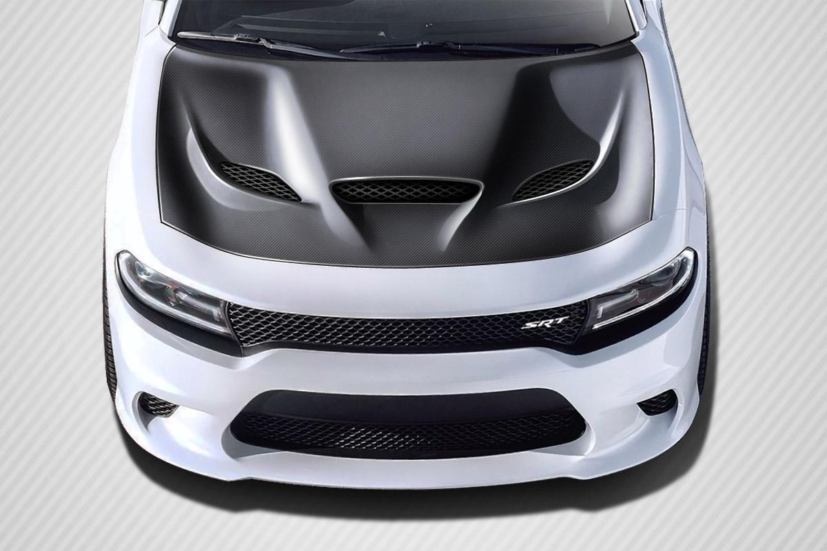 2015-2023 Dodge Charger Carbon Creations Hellcat Carbon Fiber Hood - Image 1