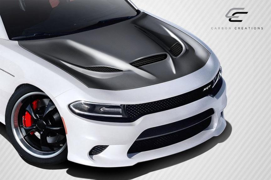 2015-2023 Dodge Charger Carbon Creations Hellcat Carbon Fiber Hood - Image 2