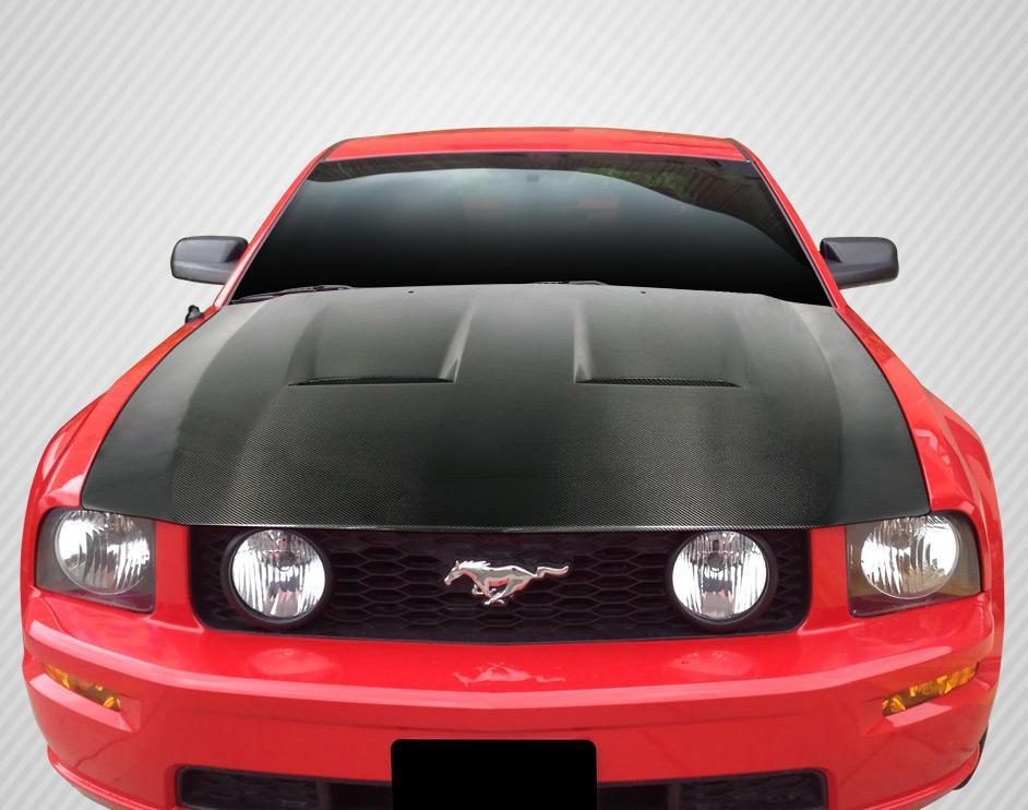 2005-2009 Ford Mustang Carbon Creations CVX Carbon Fiber Hood - Image 1