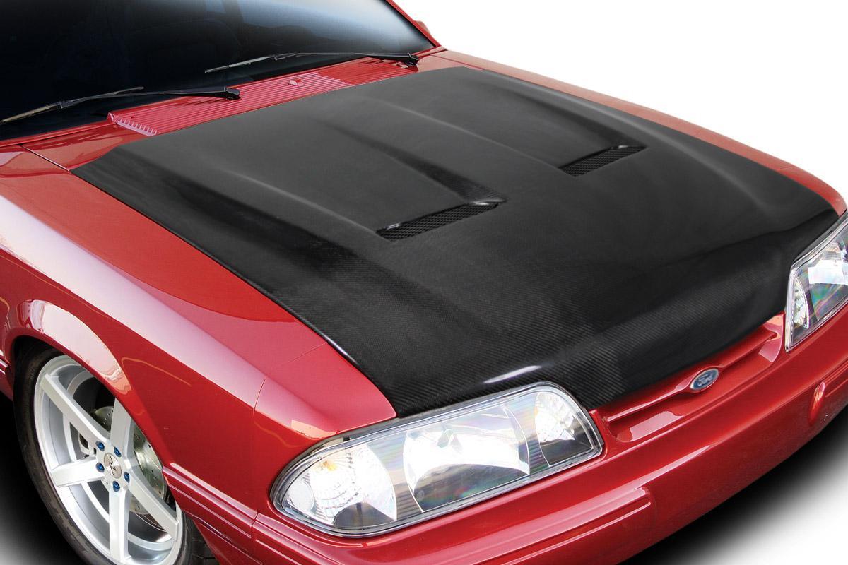 1987-1993 Ford Mustang Carbon Creations Heat Extractor Carbon Fiber Hood - Image 2