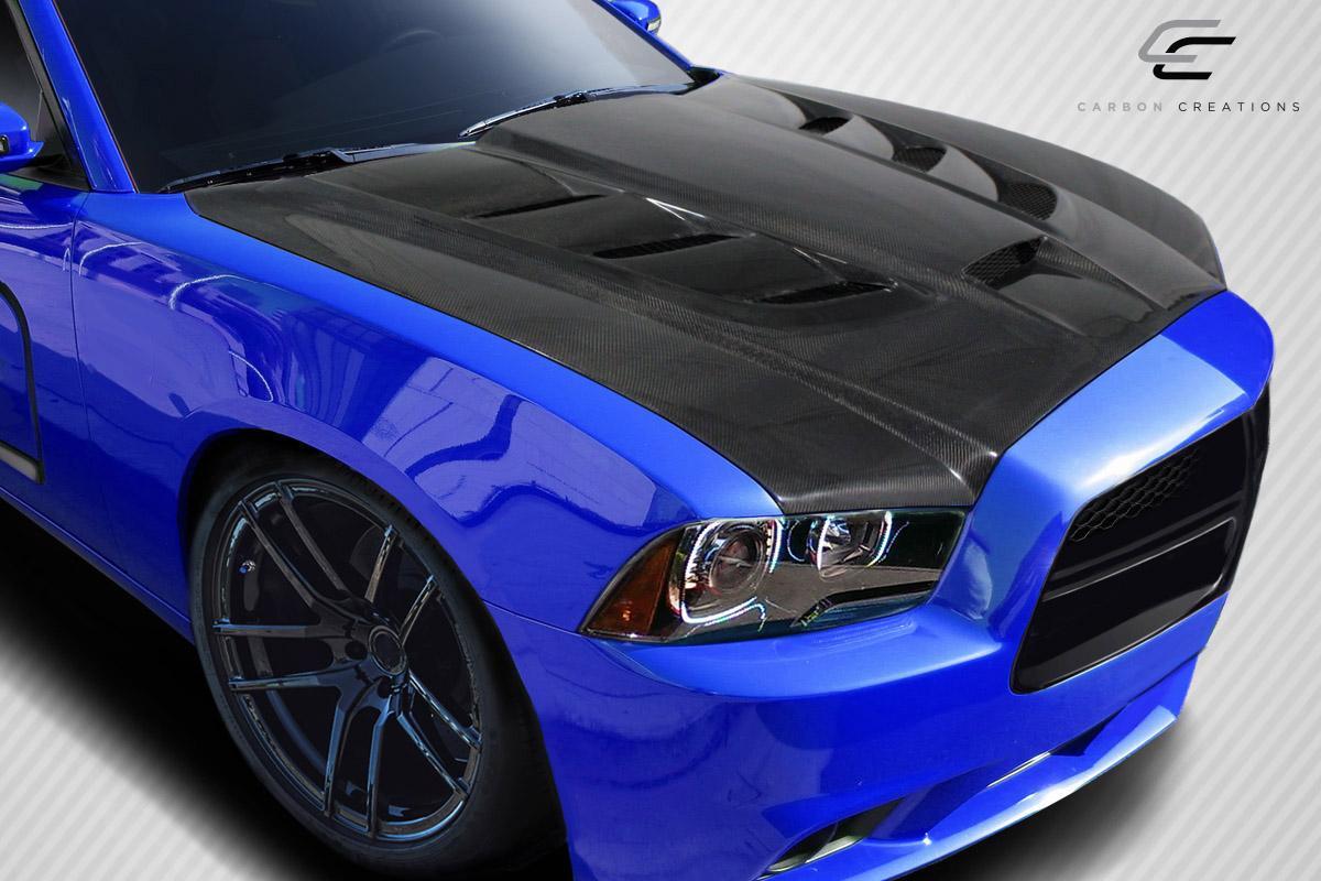 2011-2014 Dodge Charger Carbon Creations Viper Look Carbon Fiber Hood - Image 2