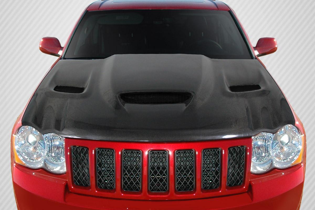 2005-2010 Jeep Grand Cherokee Carbon Creations Hellcat Look Carbon Fiber Hood - Image 1