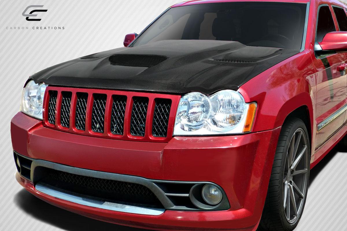 2005-2010 Jeep Grand Cherokee Carbon Creations Hellcat Look Carbon Fiber Hood - Image 2