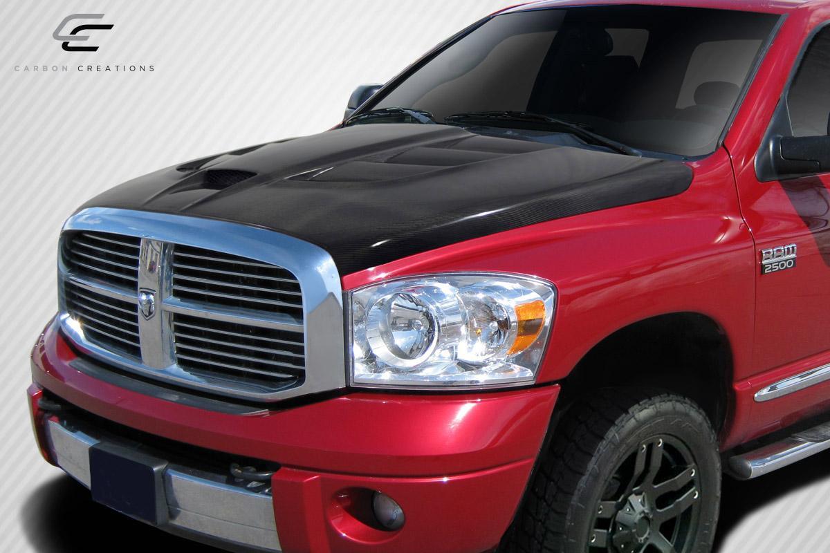 2002-2008 Dodge Ram Carbon Creations Viper Look Carbon Fiber Hood - Image 2
