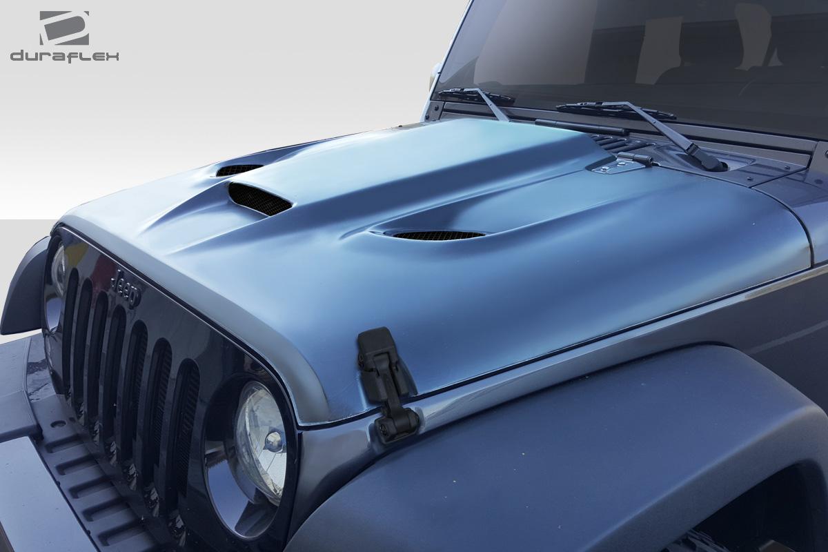 2007-2018 Jeep Wrangler Duraflex Hellcat Look Hood - Image 2