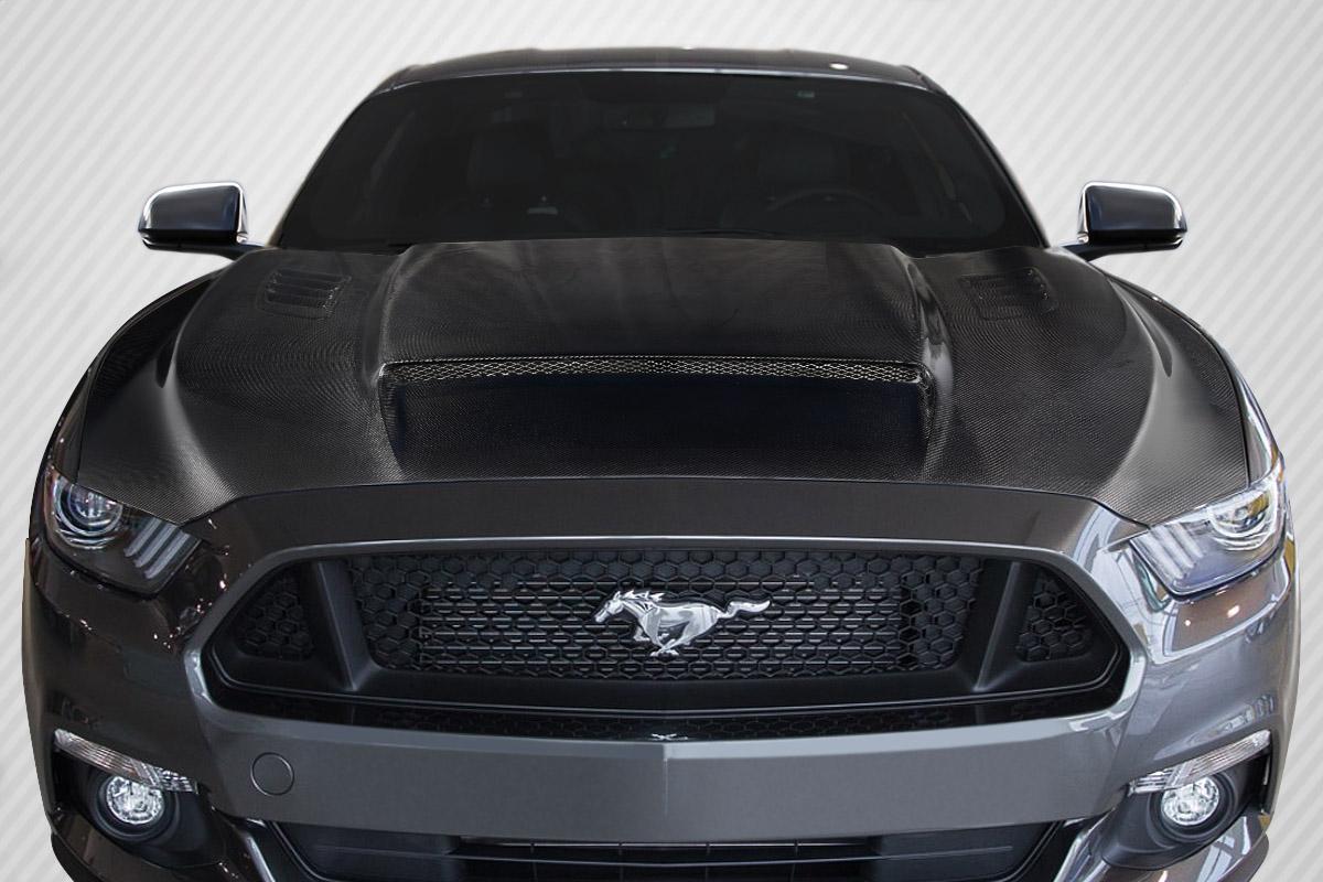 2015-2017 Ford Mustang Carbon Creations CVX V2 Carbon Fiber Hood - Image 1