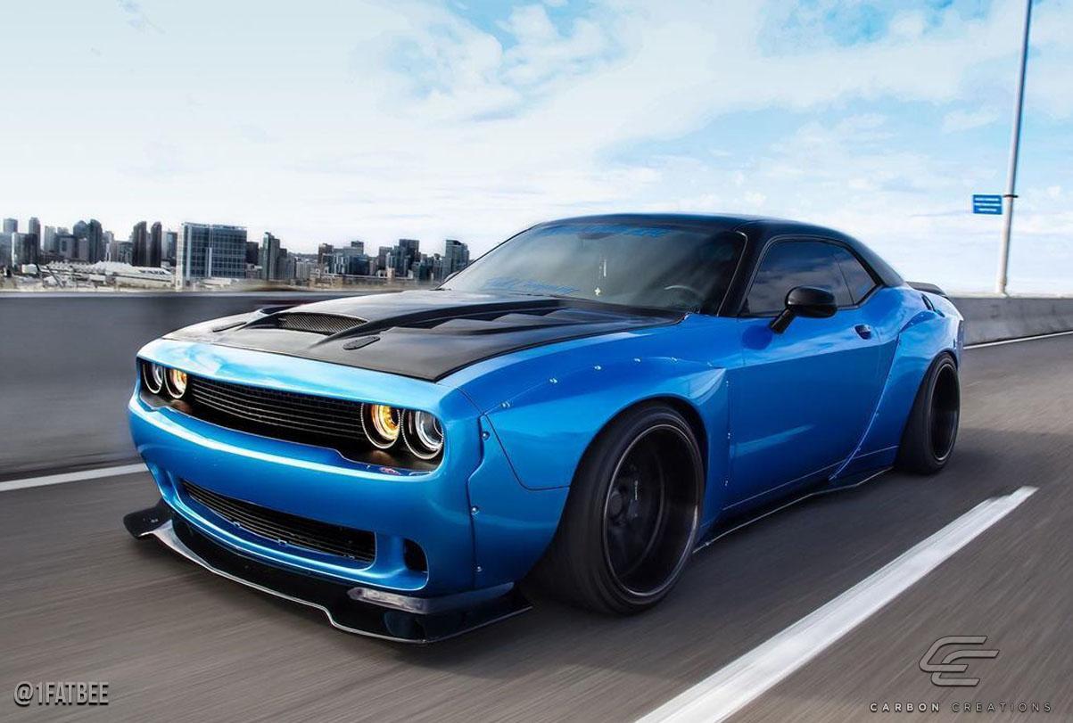 2008-2023 Dodge Challenger Carbon Creations Viper Look Carbon Fiber Hood - Image 3