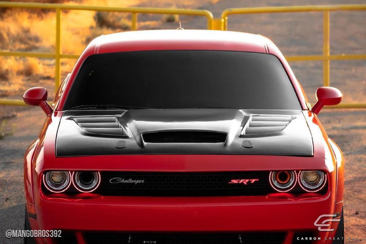 2008-2023 Dodge Challenger Carbon Creations Viper Look Carbon Fiber Hood - Image 4