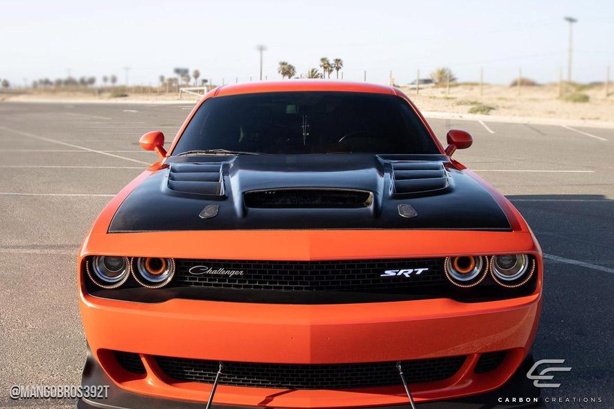 2008-2023 Dodge Challenger Carbon Creations Viper Look Carbon Fiber Hood - Image 5