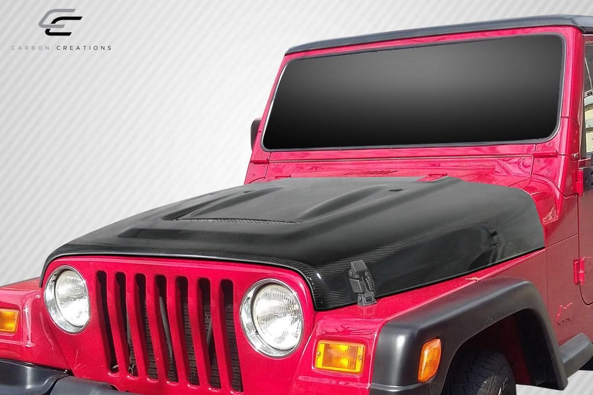1997-2006 Jeep Wrangler Carbon Creations Heat Reduction Carbon Fiber Hood - Image 2