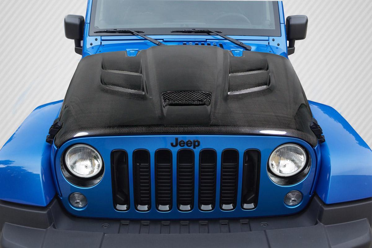 2007-2018 Jeep Wrangler Carbon Creations Viper Look Carbon Fiber Hood - Image 1