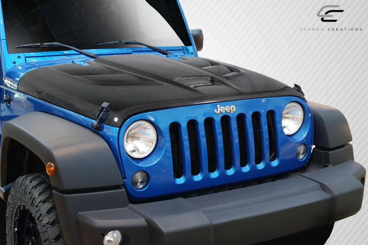 2007-2018 Jeep Wrangler Carbon Creations Viper Look Carbon Fiber Hood - Image 2