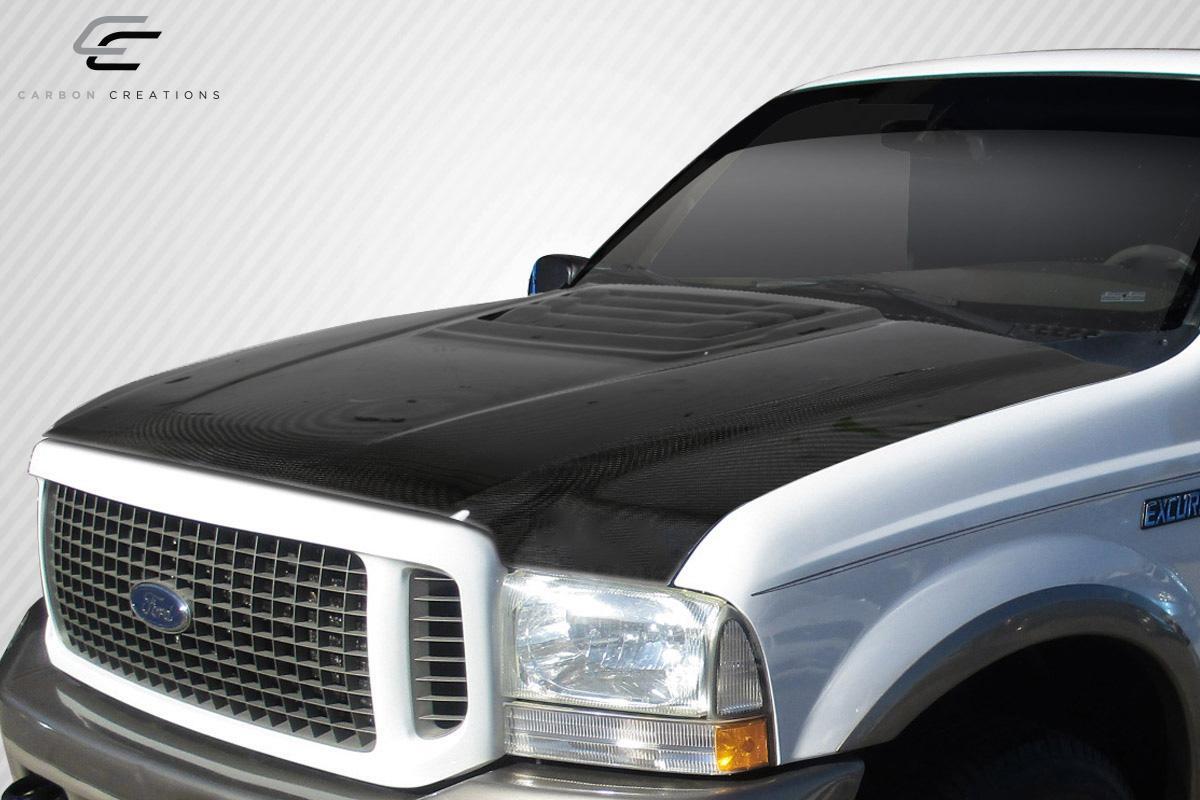 1999-2007 Ford Super Duty Carbon Creations Raptor Look Carbon Fiber Hood - Image 2