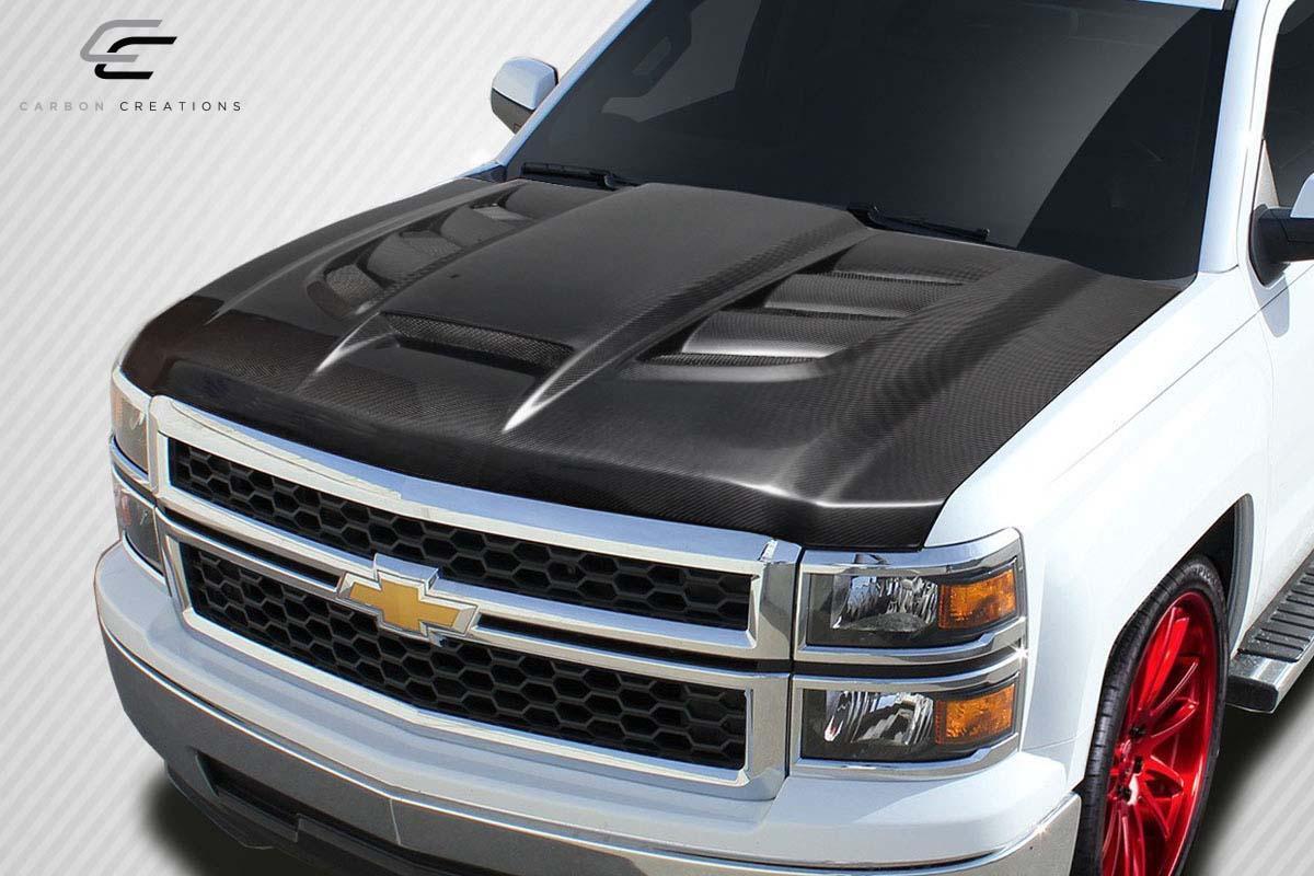 2014-2015 Chevrolet Silverado Carbon Creations Viper Carbon Fiber Hood - Image 2