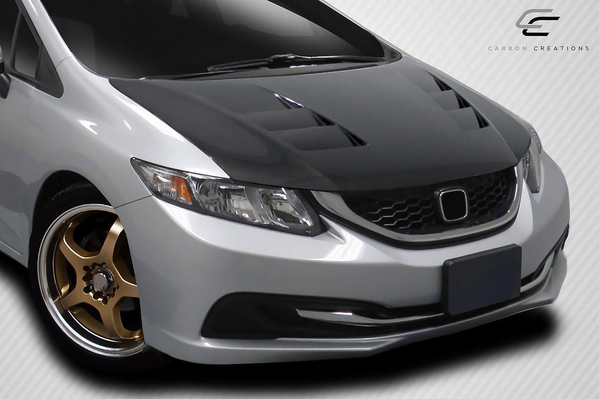 2012-2015 Honda Civic Carbon Creations TS-1 Carbon Fiber Hood - Image 2