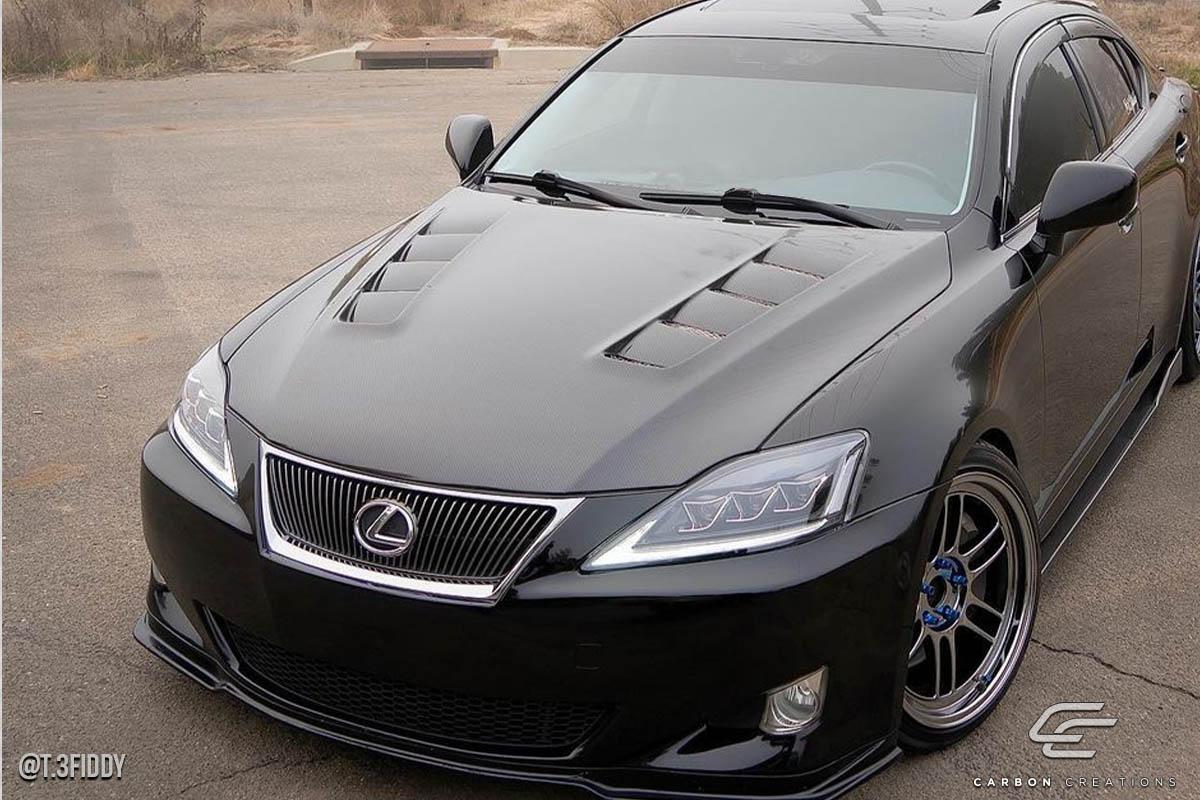 2006-2013 Lexus IS Carbon Creations TS-2 Carbon Fiber Hood - Image 3