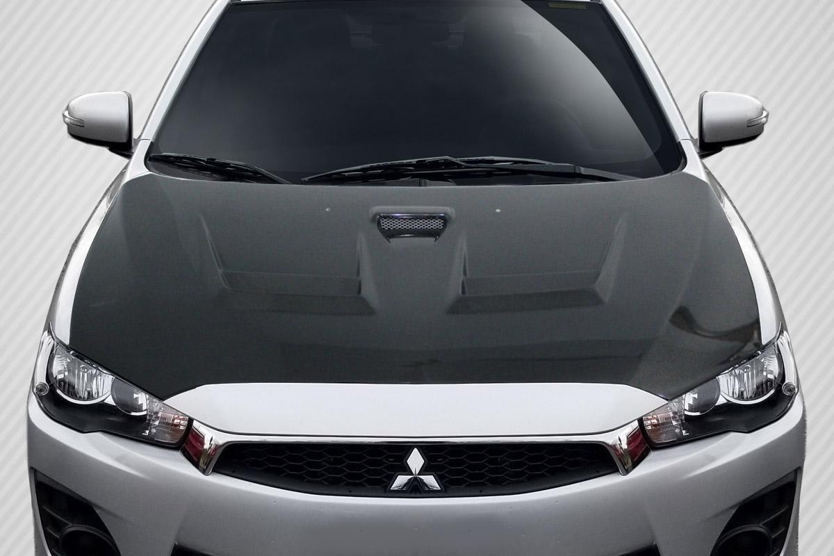 2008-2017 Mitsubishi Lancer Carbon Creations D Spec Carbon Fiber Hood - Image 1