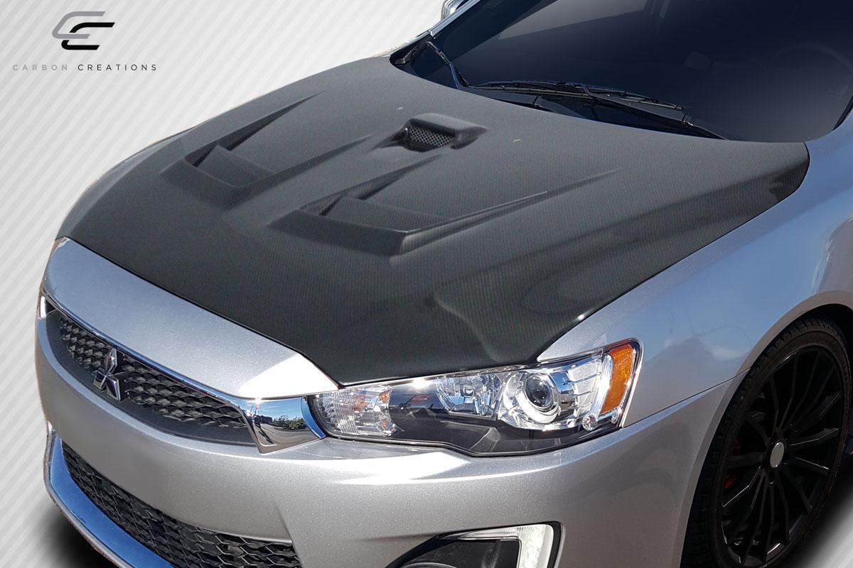 2008-2017 Mitsubishi Lancer Carbon Creations D Spec Carbon Fiber Hood - Image 2