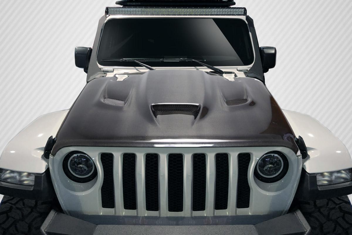 2018-2025 Jeep Wrangler Carbon Creations Hellcat Carbon Fiber Hood - Image 1
