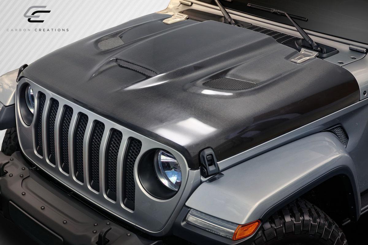 2018-2025 Jeep Wrangler Carbon Creations Hellcat Carbon Fiber Hood - Image 2