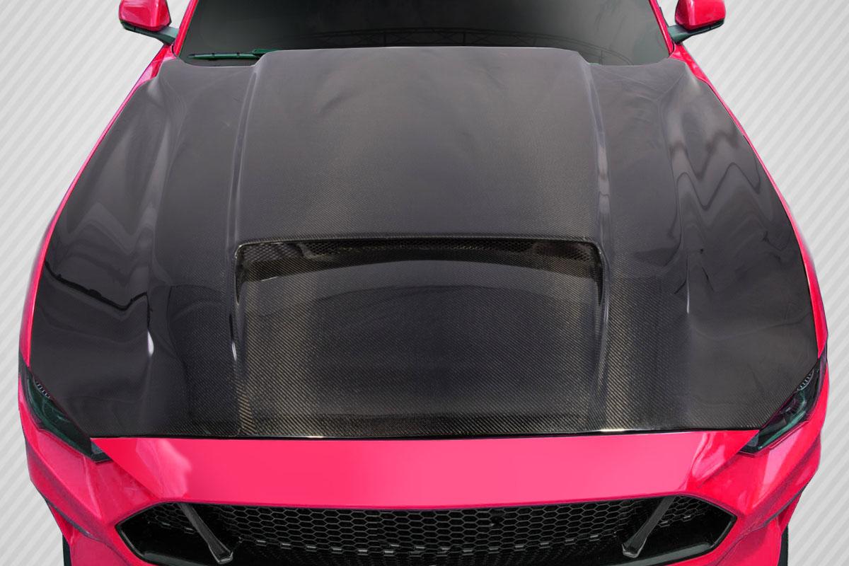 2018-2023 Ford Mustang Carbon Creations CVX Carbon Fiber Hood - Image 1