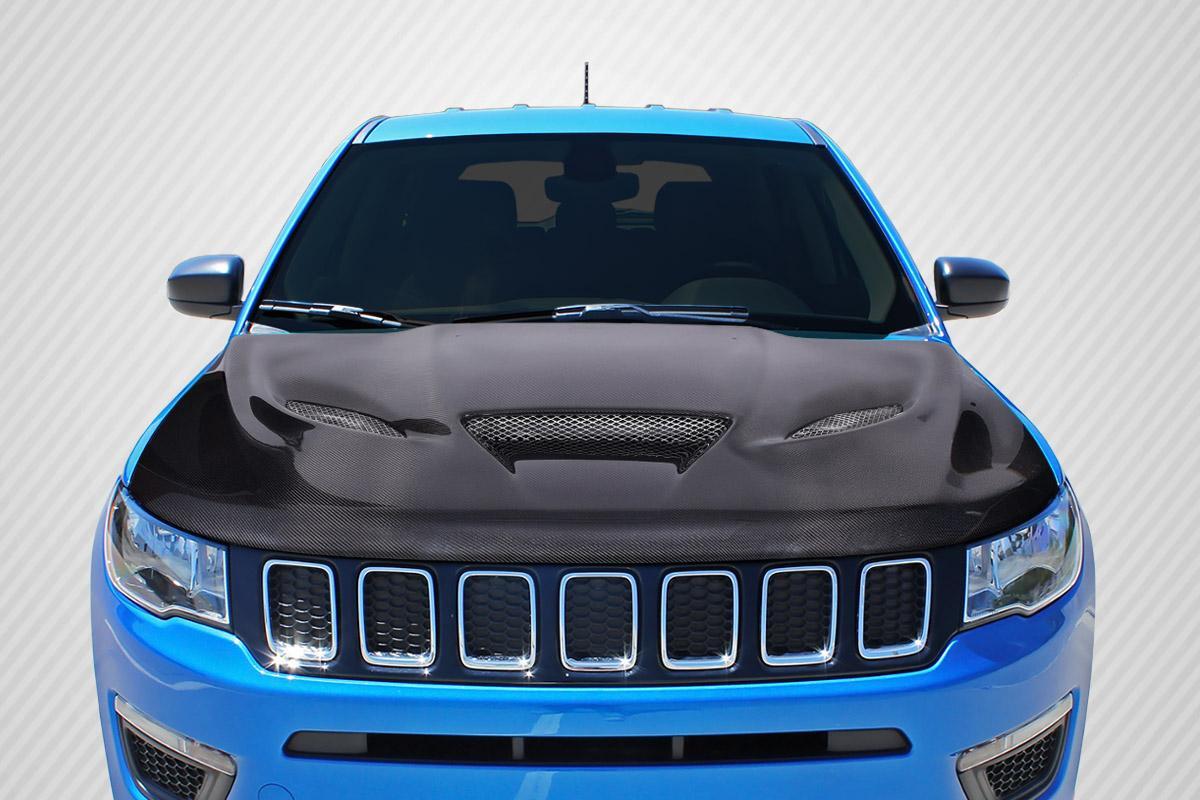 2011-2022 Jeep Grand Cherokee Carbon Creations Hellcat Look Carbon Fiber Hood - Image 1
