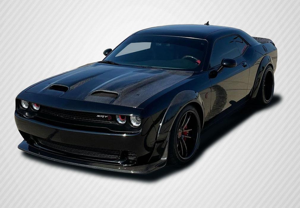 2008-2023 Dodge Challenger Carbon Creations Redeye Look Carbon Fiber Hood - Image 1