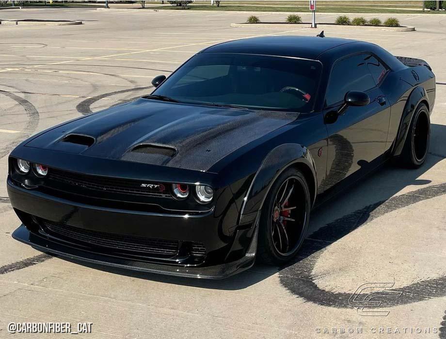 2008-2023 Dodge Challenger Carbon Creations Redeye Look Carbon Fiber Hood - Image 2