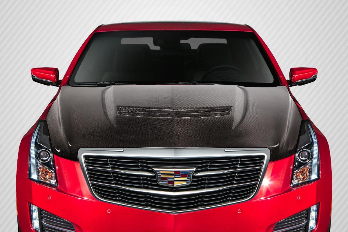 2012-2019 Cadillac ATS Carbon Creations V Look Carbon Fiber Hood - Image 1