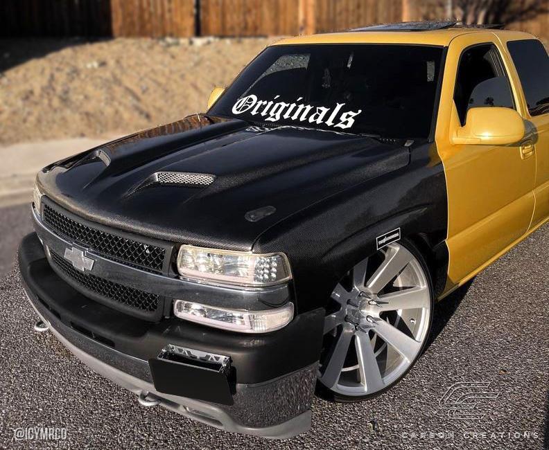 1999-2002 Chevrolet Silverado Carbon Creations Dual Ram Air Carbon Fiber Hood - Image 3